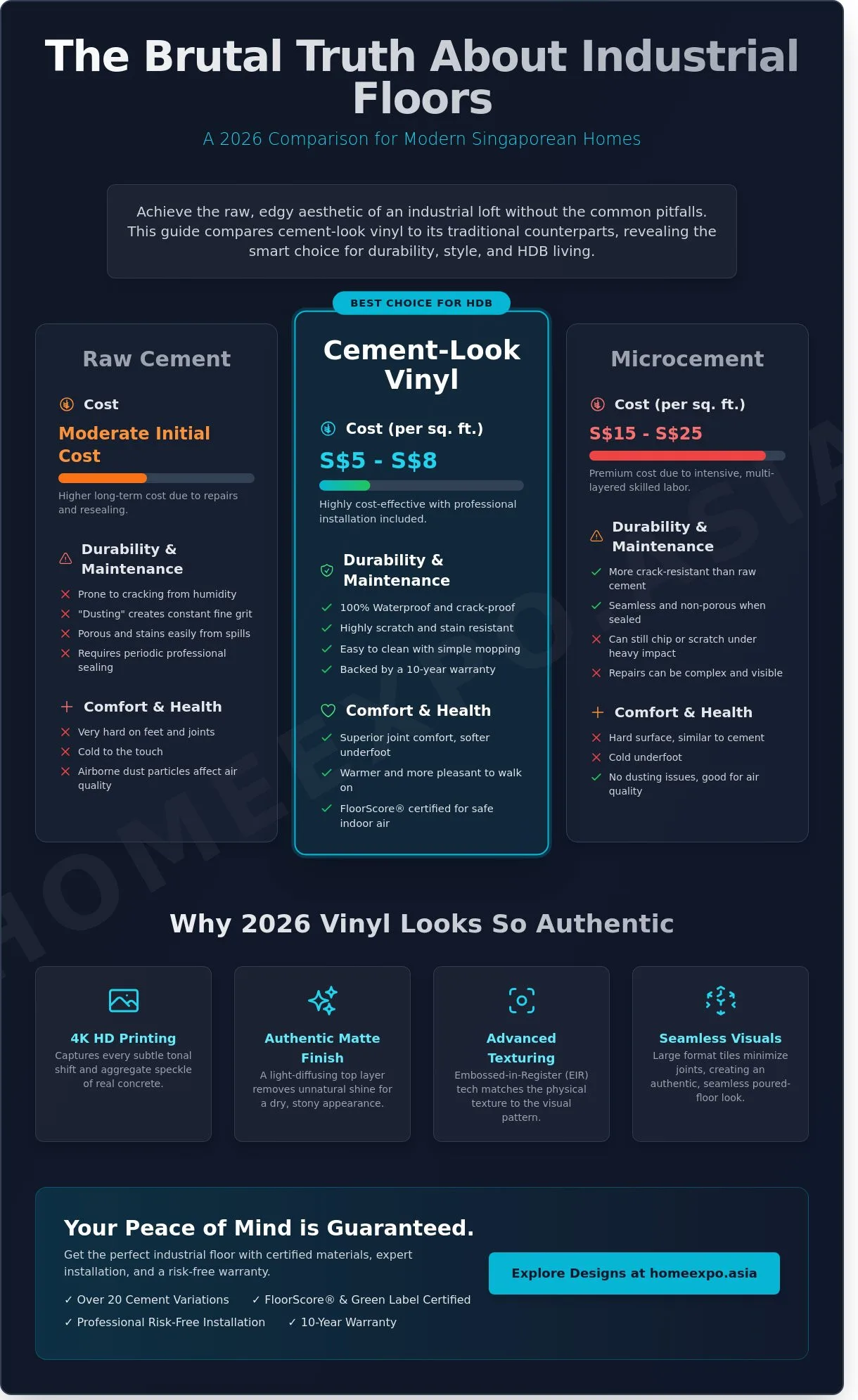 Cement Screed Look Vinyl Flooring: The Ultimate 2026 Singapore Guide