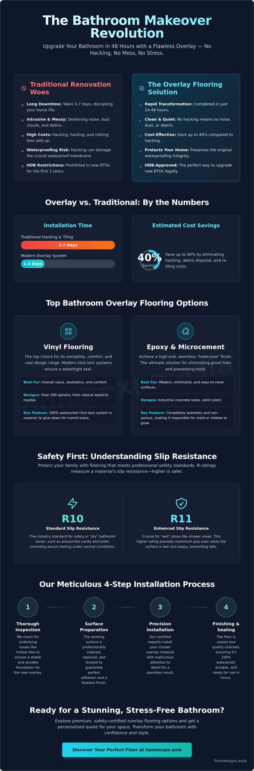 Bathroom Overlay Flooring Options: The Ultimate 2026 No-Hacking Guide