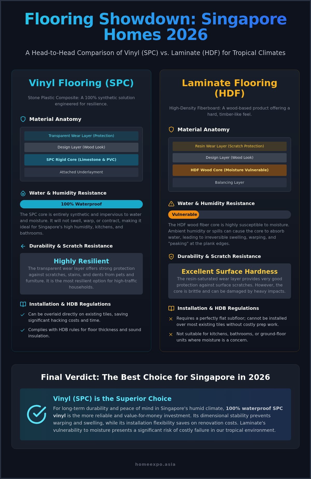 Vinyl Flooring vs Laminate in Singapore: The Ultimate 2026 Comparison Guide