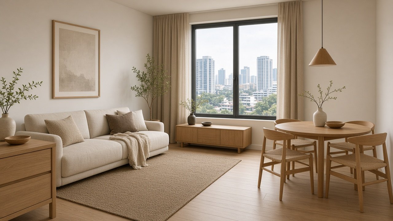 Living & dining — Japandi HDB 4-room design