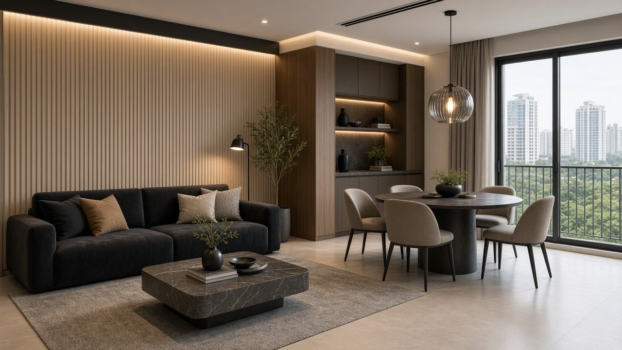 Living & dining — Modern Luxury HDB 4-room design