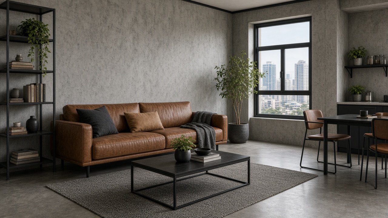Living & dining — Industrial HDB 4-room design