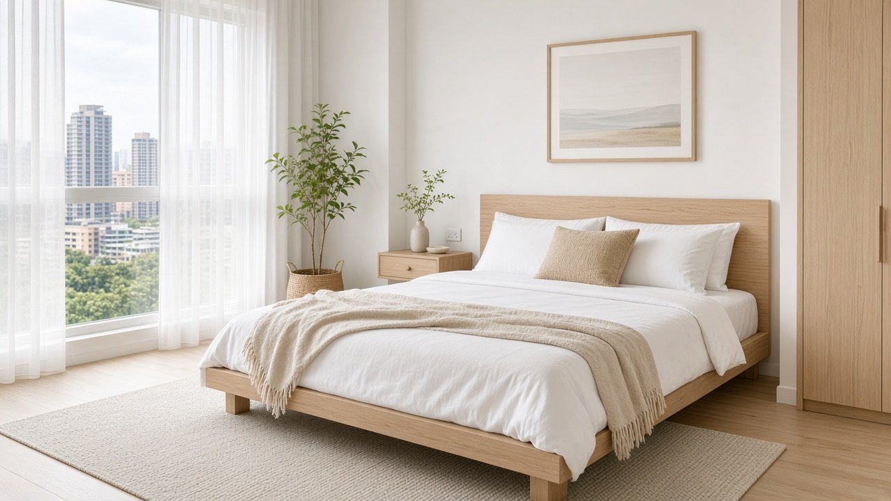 Master bedroom — Scandinavian HDB 4-room design