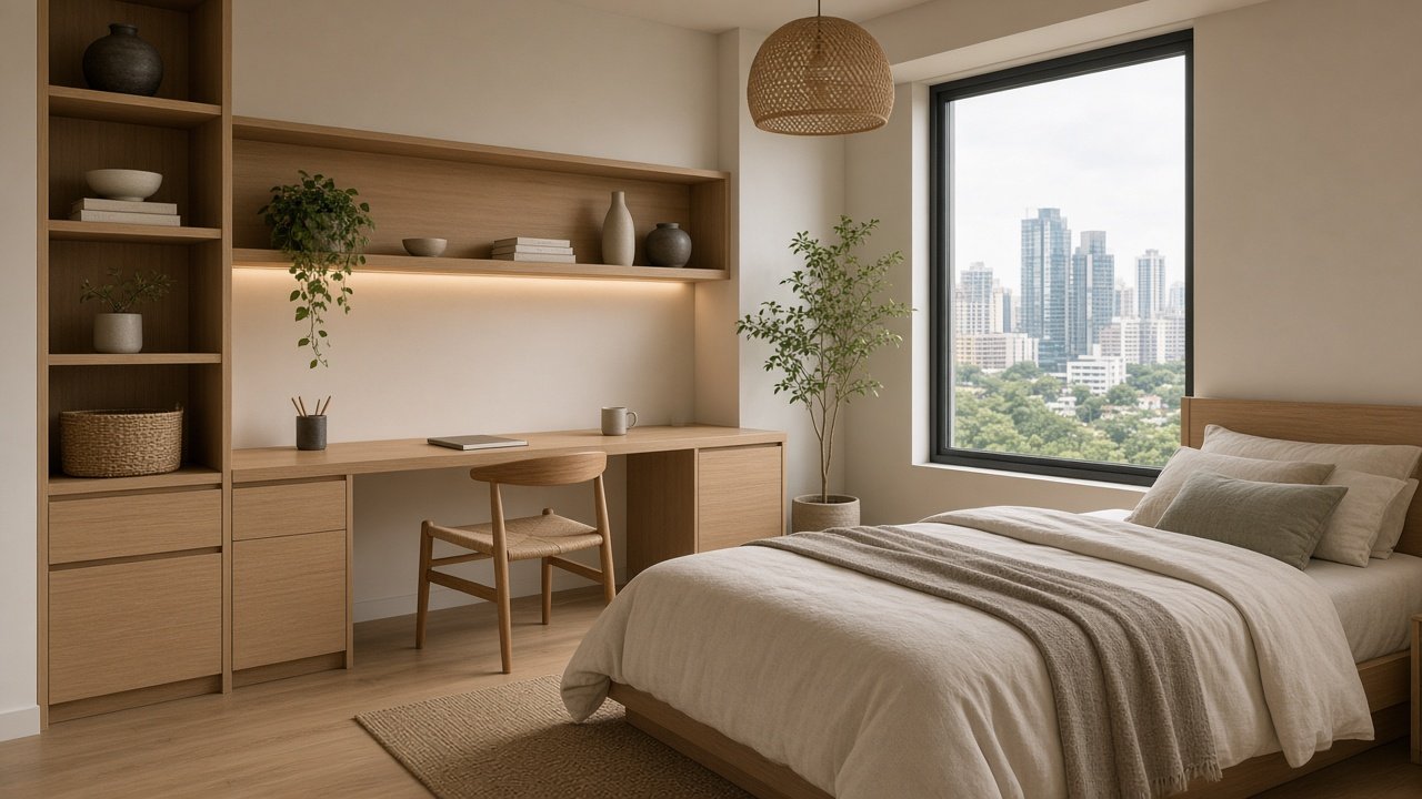 Study bedroom — Japandi HDB 4-room design