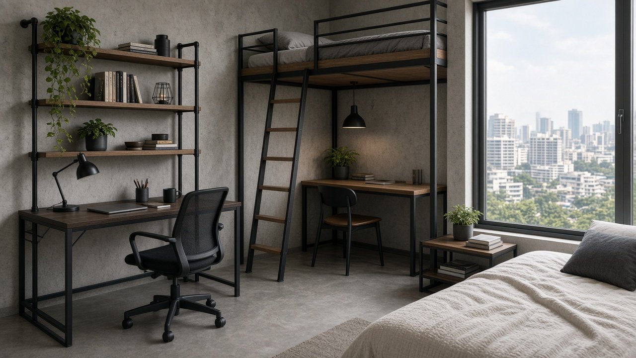 Study bedroom — Industrial HDB 4-room design