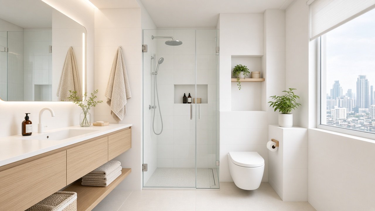 Bathroom — Scandinavian HDB 4-room design