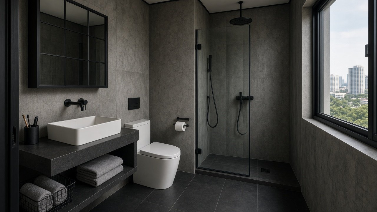 Bathroom — Industrial HDB 4-room design