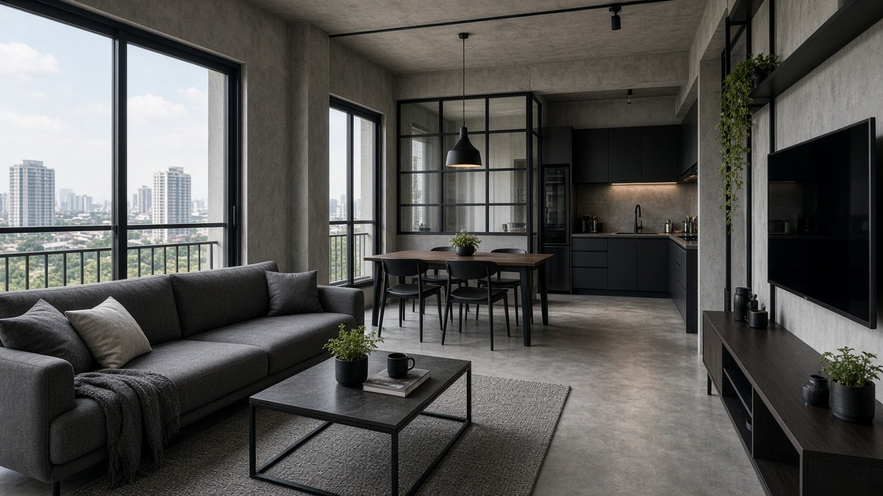 Full-flat mood — Industrial HDB 4-room design
